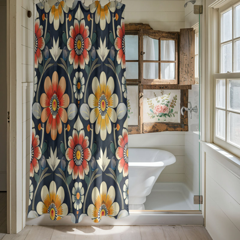 Circular Gardens - Rideau de douche Premium, H 74 po x l 71 po