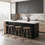 Îlot de cuisine avec rangement, îlot de rangement 72 po avec 3 tiroirs, îlot de cuisine avec tablettes réglables, buffet pour salle à manger, noir