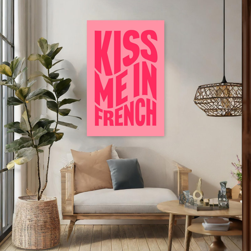 «Kiss Me In French Abstract Modern Modern», reproduction d'art murale, 48" H x 32" W