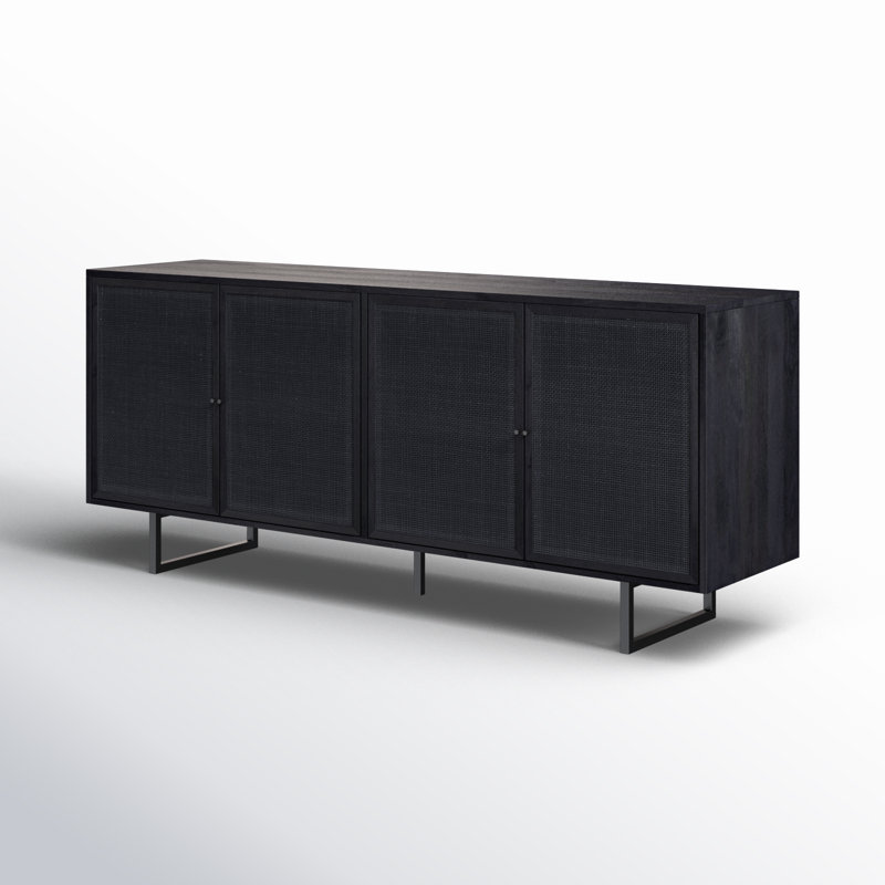 Carmel 72'' W Solid Wood Sideboard, Black