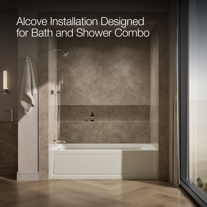 Archer® Alcove 72" x 36" Whirpool Bathtub, Biscuit, Left