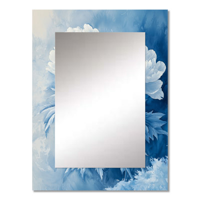 Frost Kissed Peonies I - Peonies Wall Mirror, Traditional Decorative Mirror, Printed Metal Art