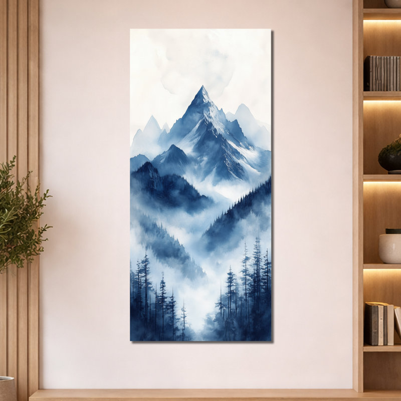 «White Blue Anza I - White Mountain Large Wall Art», reproduction d'art sur toile encadrée Moody, H 60 po x l 28 po