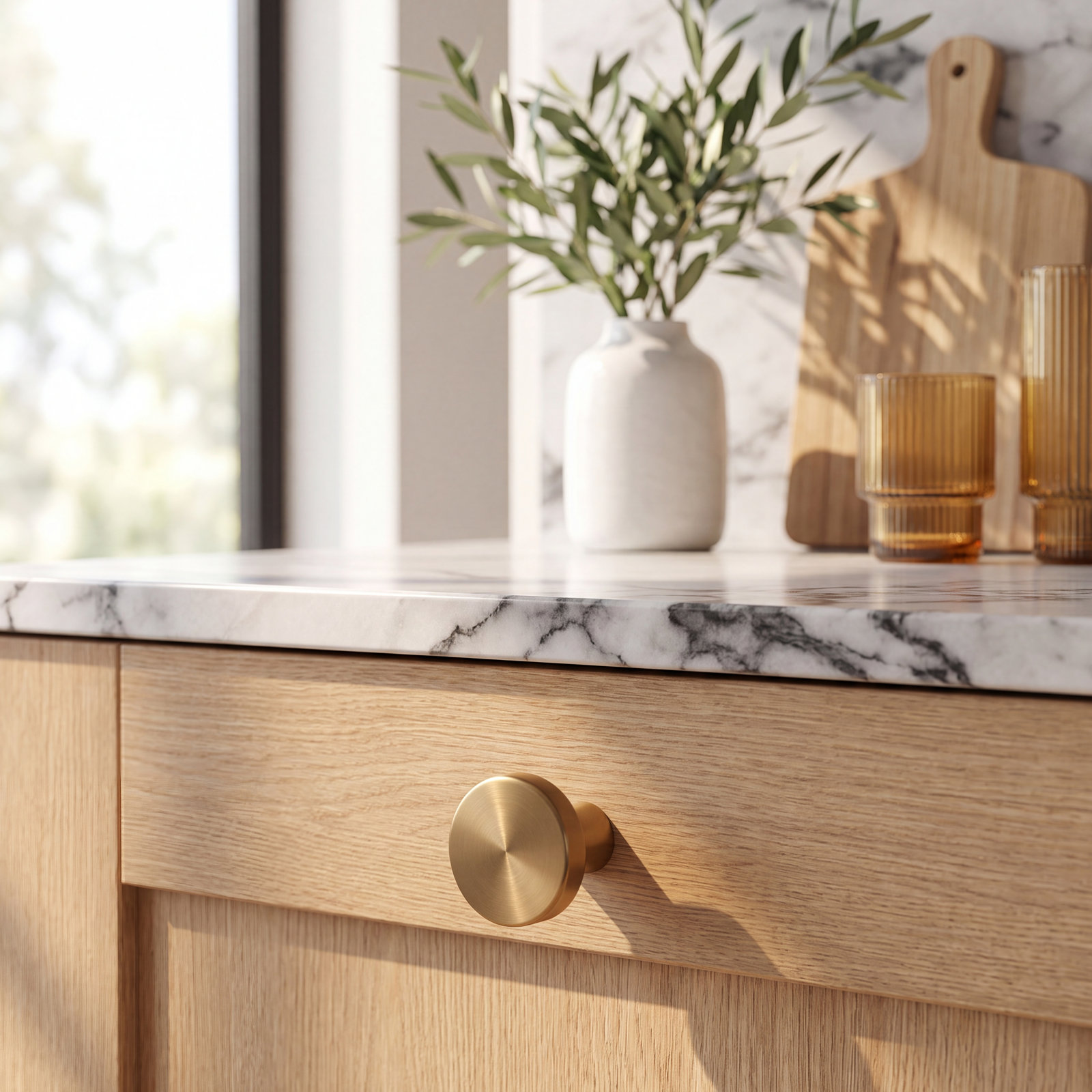 Mergence Round Cabinet Knob, Matte Black/Champagne Bronze