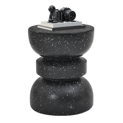 17.72"H MGO Faux White Terrazzo Outdoor Garden Stool