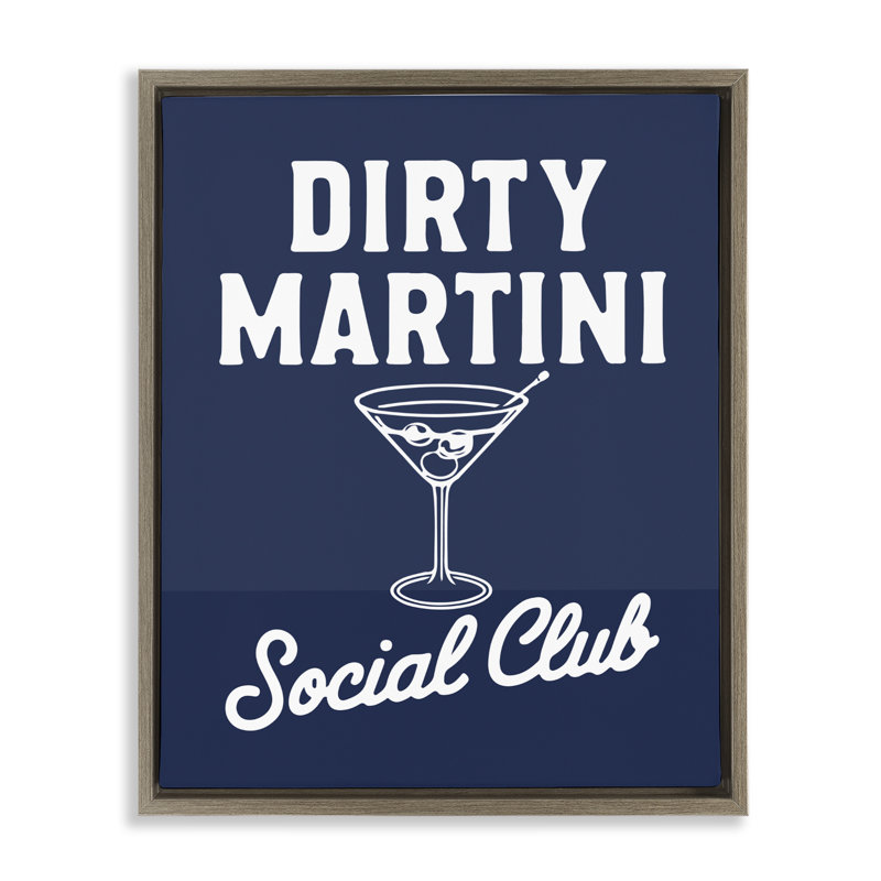 Cadre flottant rétro rétro club Martini, design par lettré et doublé, 21 x 17, Montalcino Elm Floater Framed