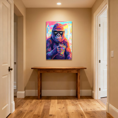 Animals Colorful Gorilla Wearing Sunglasses Holding Chips