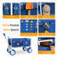 Wagon de plage tout-terrain bleu 500 lb - 150 l, roues en PVC de 9 po, pliable avec glacière et sacs