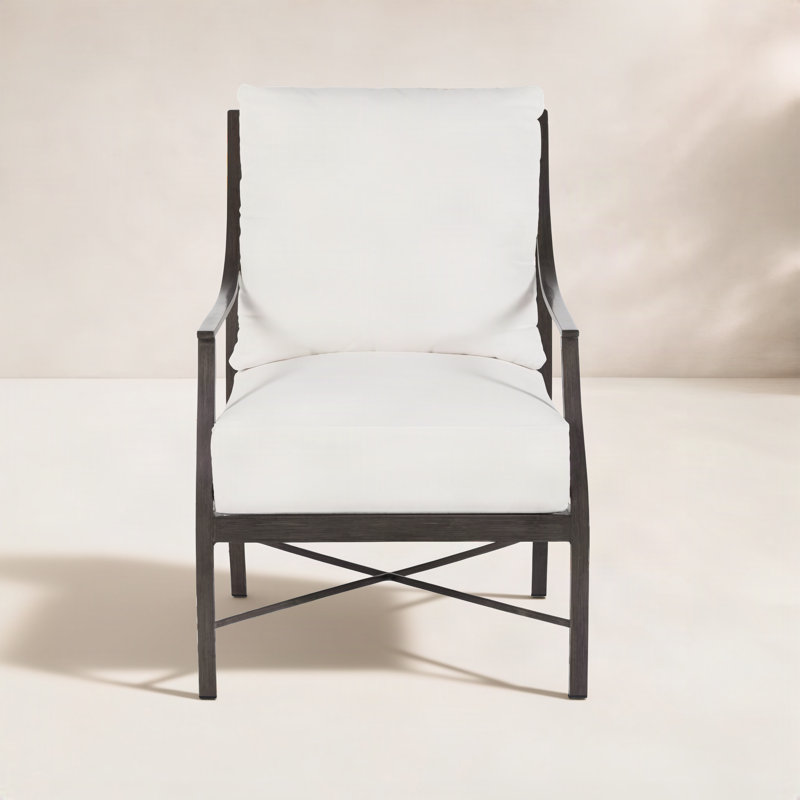 Fauteuil en aluminium Monaco - gris ardoise, InsideOut® Rollo ‑ lin Chambray, Gris ardoise, Pas de soudure
