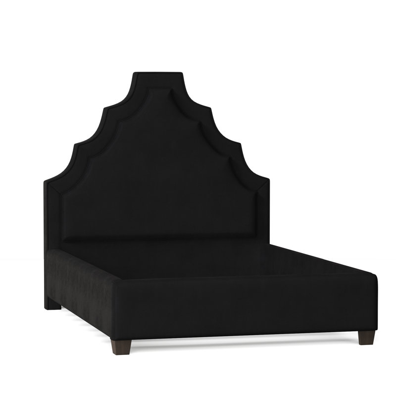 Lexi Upholstered Bed, Queen, Bella Black Performance Velvet, Brown Mahogany