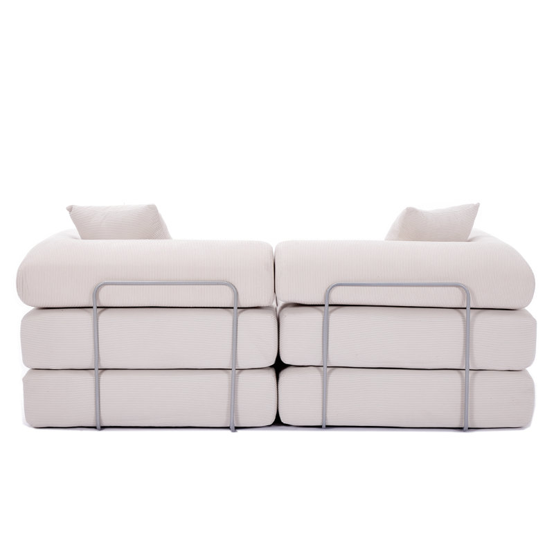 Canapé-lit modulaire Boneless avec accoudoirs amovibles, canapé-lit pliant en velours côtelé pour petits espaces, sans assemblage