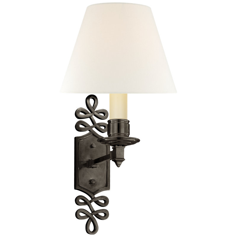 Ginger 1 - Light Armed Sconce, Gun Metal, Fabric