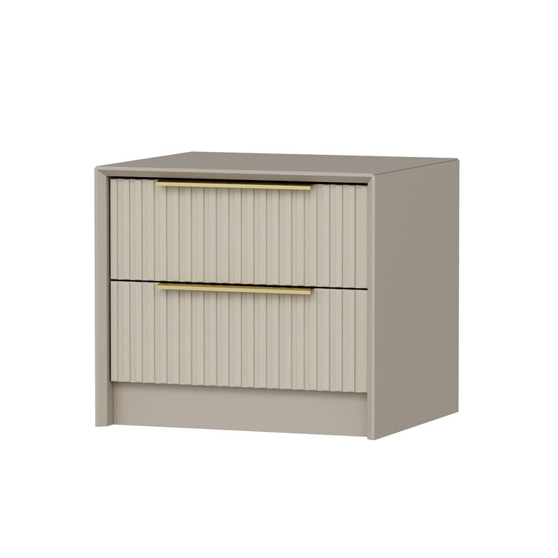 Wesa Modern Nightstand with Numerous Shelves, Stone Color, 20.9 x 17.7 x 17.7 inches | 100% Melamine Coated Particle Board, Thickness: 0.7 inches | Stylish Geometric Design for Bedroom Storage & Organization