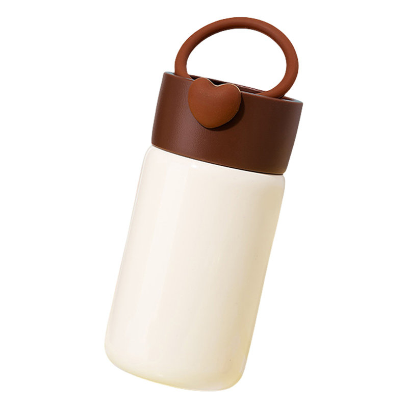 Bouteille d'eau compacte avec gobelet isotherme de style coréen pour les hommes et les femmes, Blanc