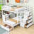 Full Over Twin Wood 8 Drawers Bunk Bed With Built-In-Desk And Shelves-1555728176