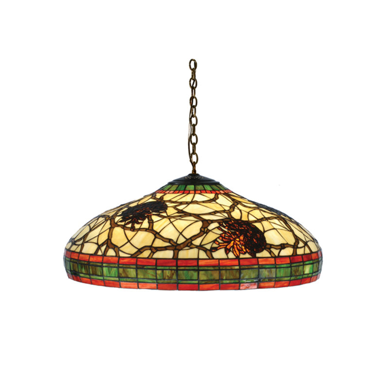 22" Wide Pinecone Art Glass Pendant with Mahogany Bronze Finish