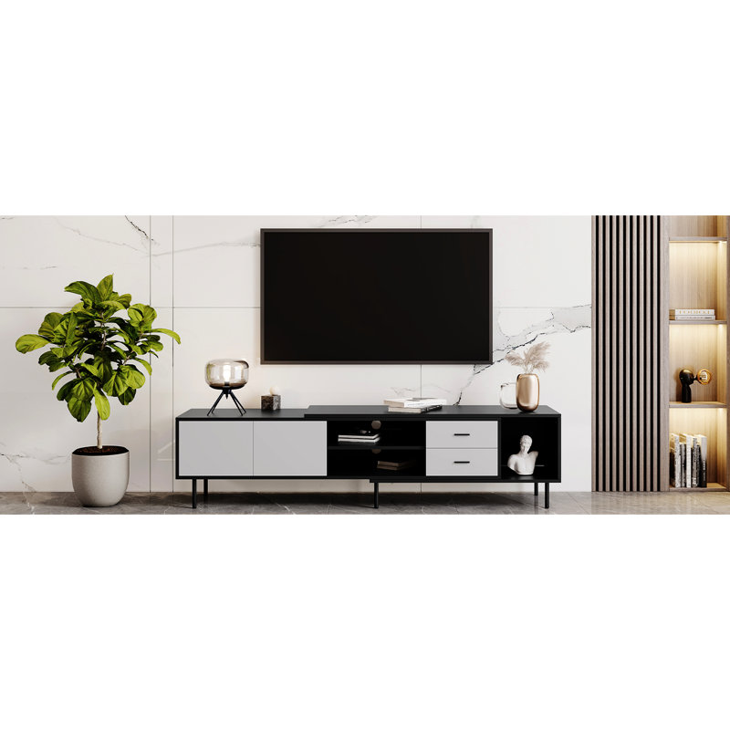 Meuble télé moderne pour le salon et la chambre à coucher. Rangement de 80 po à 2 portes. , Centre de divertissement Rust avec rangement spacieux et console multimédia. Armoire, chambre à coucher. Rouille