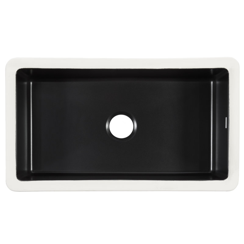 Eden Matte Black Fireclay 31" Single Bowl Undermount Kitchen Sink, 31.25", Matte Black