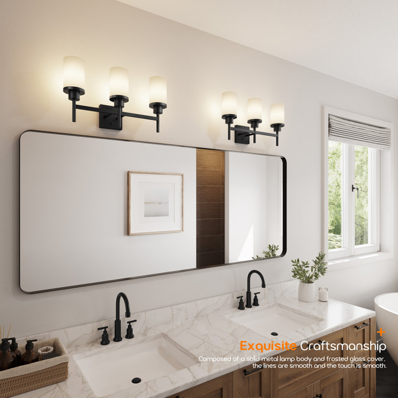 Éclairage pour salle de bain 3 lumières, Noir mat