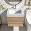 Meuble-lavabo moderne 24 po avec tiroirs à fermeture en douceur et lavabo à quartz intégré - montage mural peu encombrant, rangement double écologique-844353430