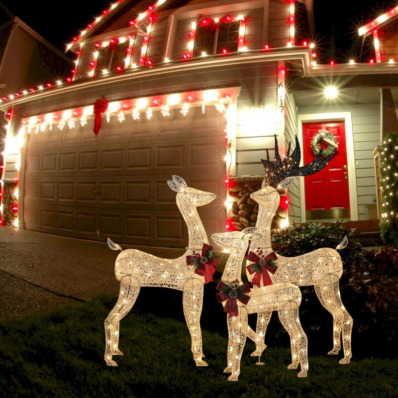 3 Piece Deer Family Lighted Display Set