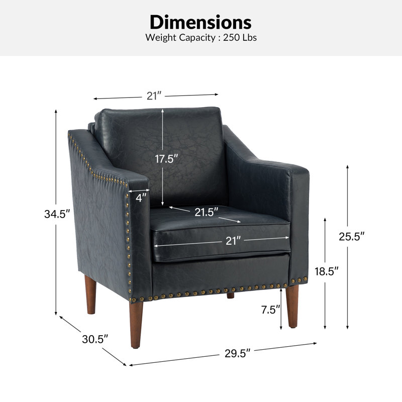 Fauteuil Almetia, Similicuir bleu marine