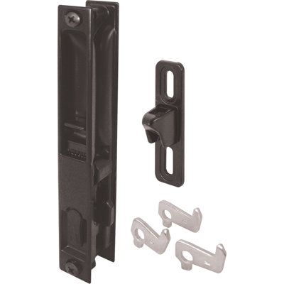 Ensemble de poignées de porte de patio coulées sans clé Prime-Line pour portes coulissantes en verre épais de 1 à 1-1 / 8 po d'épaisseur, noir (paquet de 1)