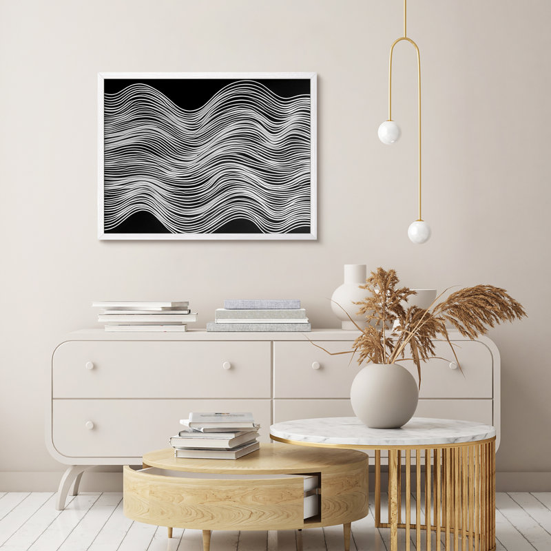 Reproduction d'art encadrée abstraite pour décoration intérieure moderne - 12 po x 16 po, H 12 po x l 16 po, Blanc