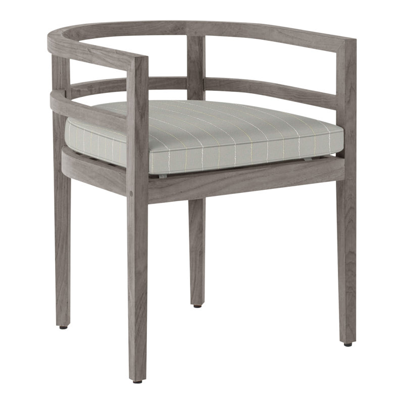 Chaise avec accoudoirs en teck Santa Barbara - Huître, Welt, Rayures esquissées étain, Teck huître