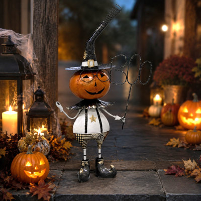 24.5" Tall Metal Jack-O-Lantern Halloween Figurine with BOO Sign "Barnaby Boo"