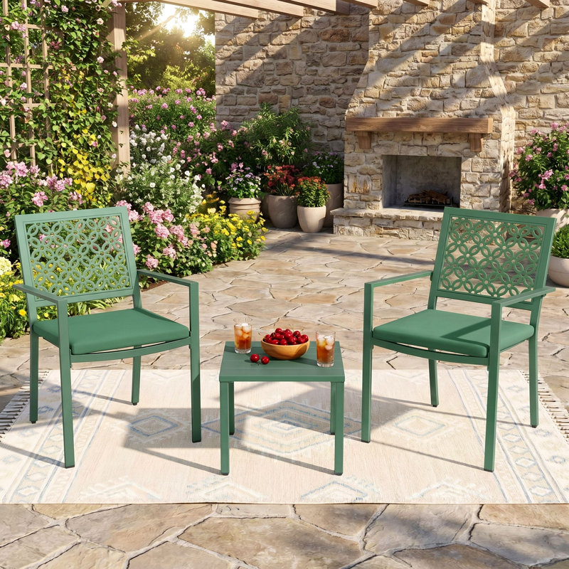 Camrynne 2 - Person Patio Conversation Set With Cushions, Green