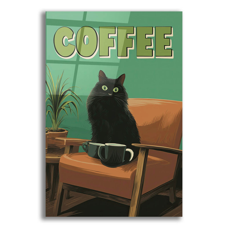 Art mural en verre épique «Too lot Coffee» par Rich Monet, 16 po x 24 po, H 24 po x l 16 po
