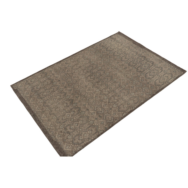 Distressed Homage Hand Knotted Wool Geometric Area Rug, Rectangle 10' x 14'