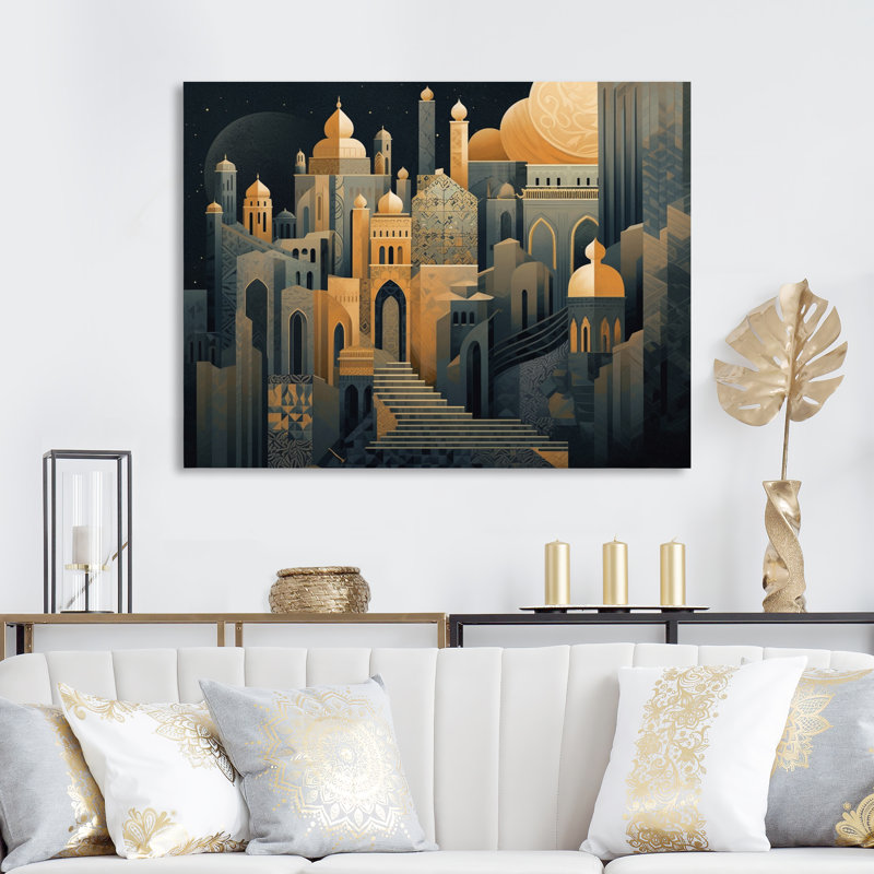 «Arab City II» sur toile, H 12 po x l 20 po x P 1 po