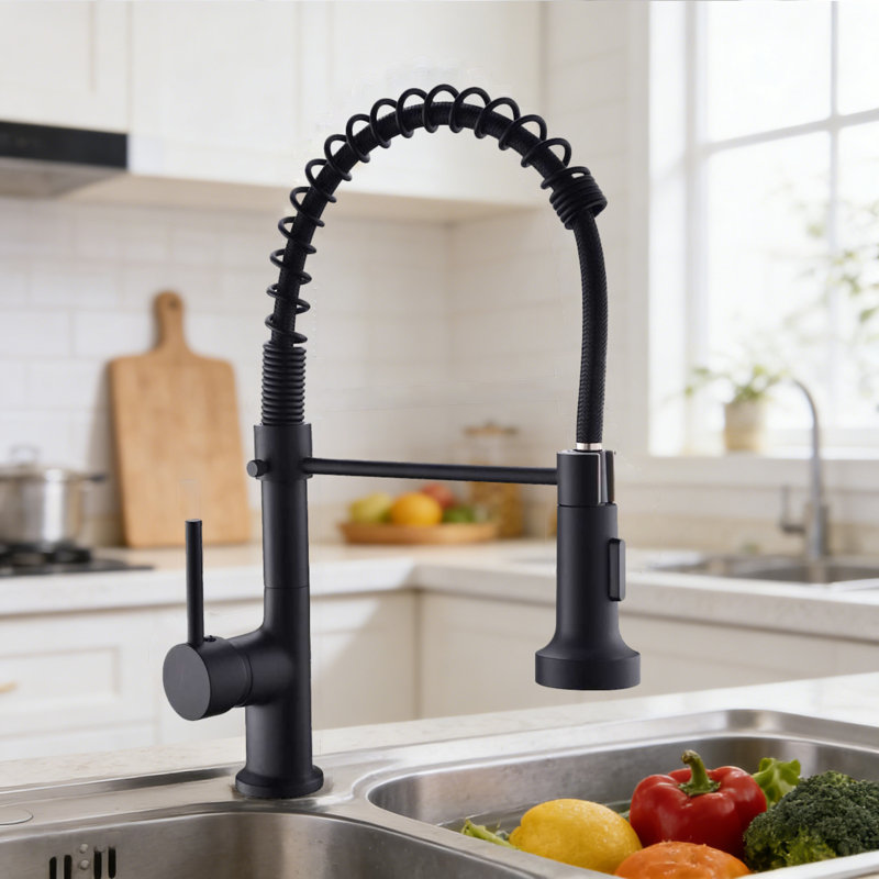 Kitchen Faucet With Pull Down Sprayer, Kitchen Sink Faucet, Black