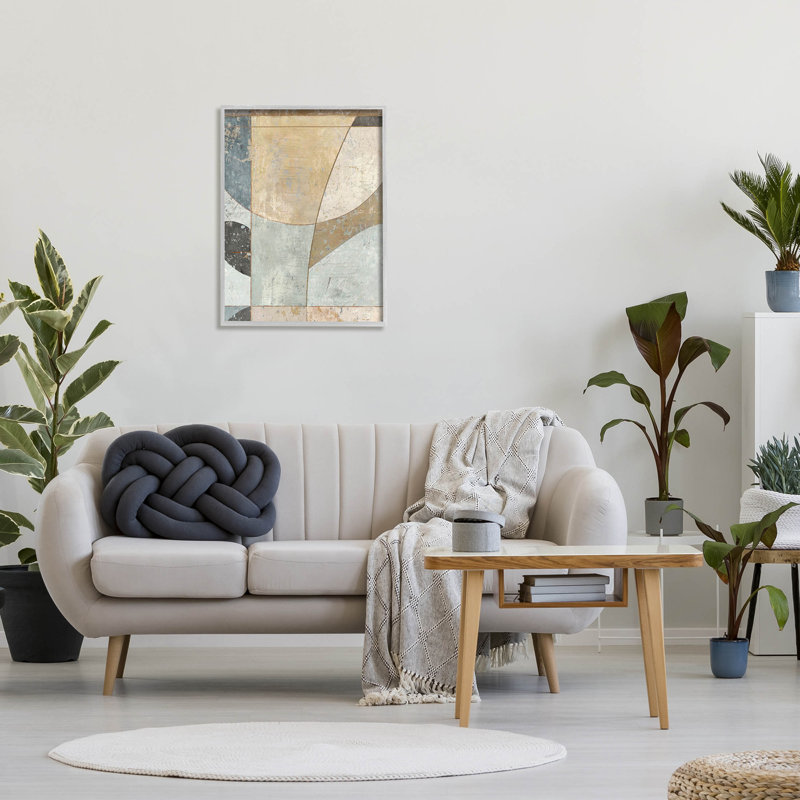 «Neutral Tones Curved Shapes», art de la giclée encadrée par Suzanne Nicoll, H 30 po x l 24 po x P 1,5 po