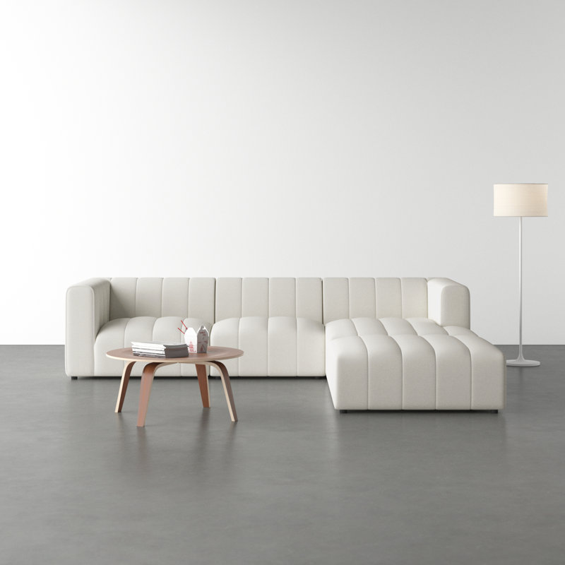 Bowry 110" Wide Sofa & Chaise with Ottoman, Right Hand Facing, Fayette Cloud Polyester Blend