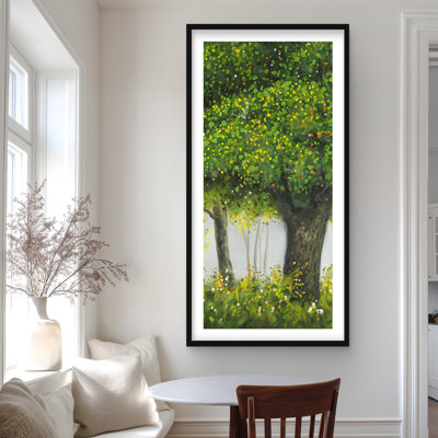 «Forest by Summer - Trees Landscape», reproduction encadrée