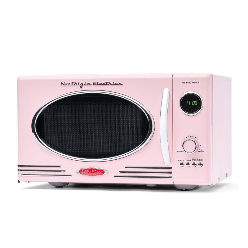 Nostalgia Retro 19" 0.9 cu ft. 800-Watt Countertop Microwave Oven, Pink