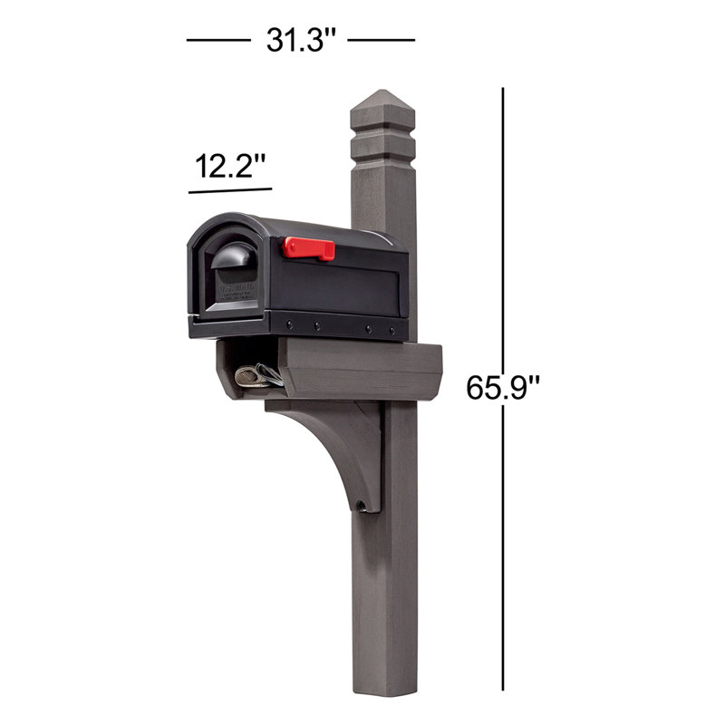 Plastic Post Mounted Mailbox with Magnetic Closure