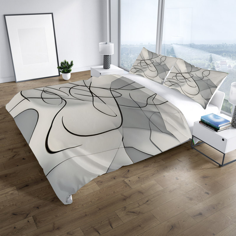 Polyester Abstract Duvet Cover, King Duvet Cover + 2 King Shams
