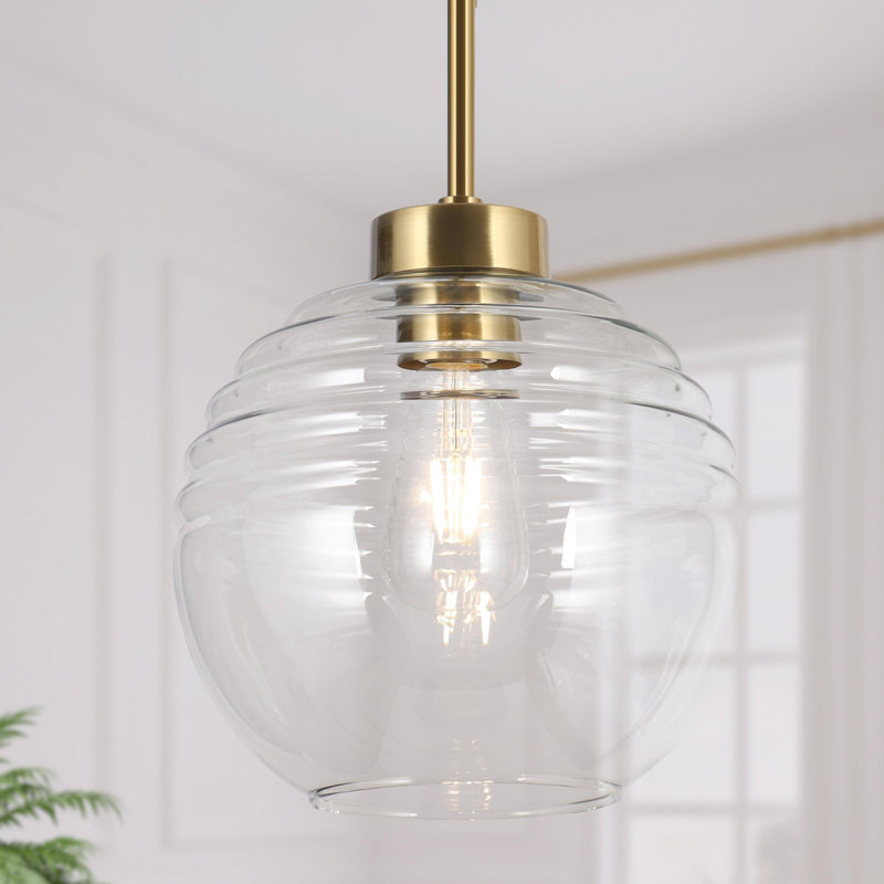 Luminaire suspendu moderne 1 lumière avec verre nervuré