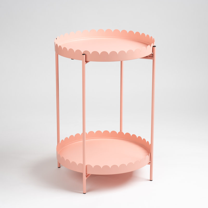 50cm Round Scallop Table, Pink