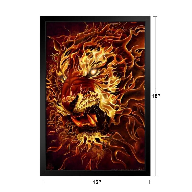 Trinx Tiger Fire Tom Wood Fantasy Art Flame Tiger Art Print Tiger