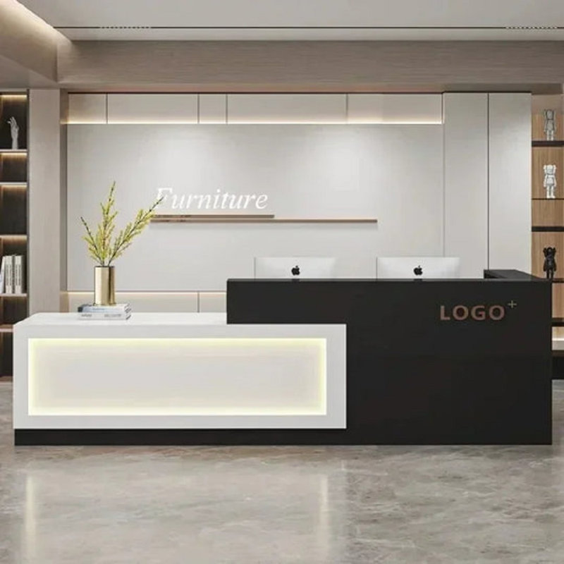 Cherrin Reception Desk, Black, 75cm H x 150cm W x 60cm D
