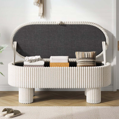 Banc de rangement moderne avec compartiment caché et pieds cylindriques stables