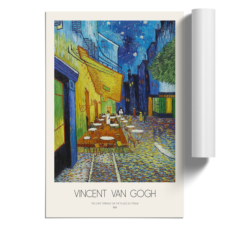Cafe Terrace with Border by Vincent van Gogh - Frameless Print, 42cm H x 30cm W x 0.1cm D