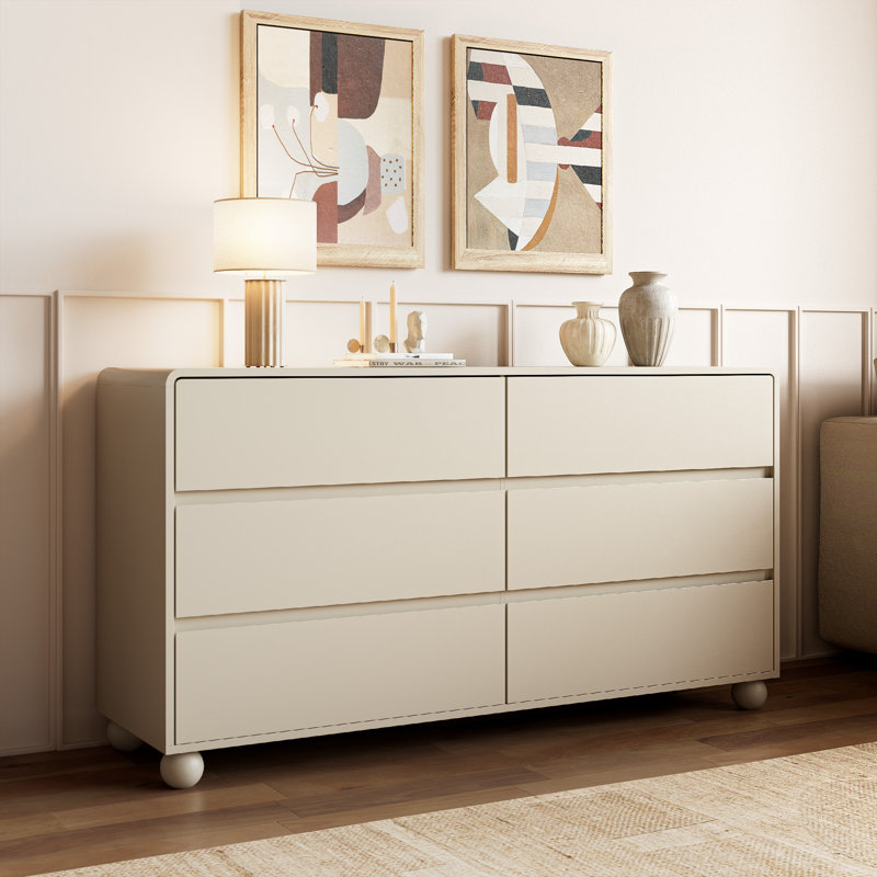 6-Drawer Dresser, 55.1"W, Beige