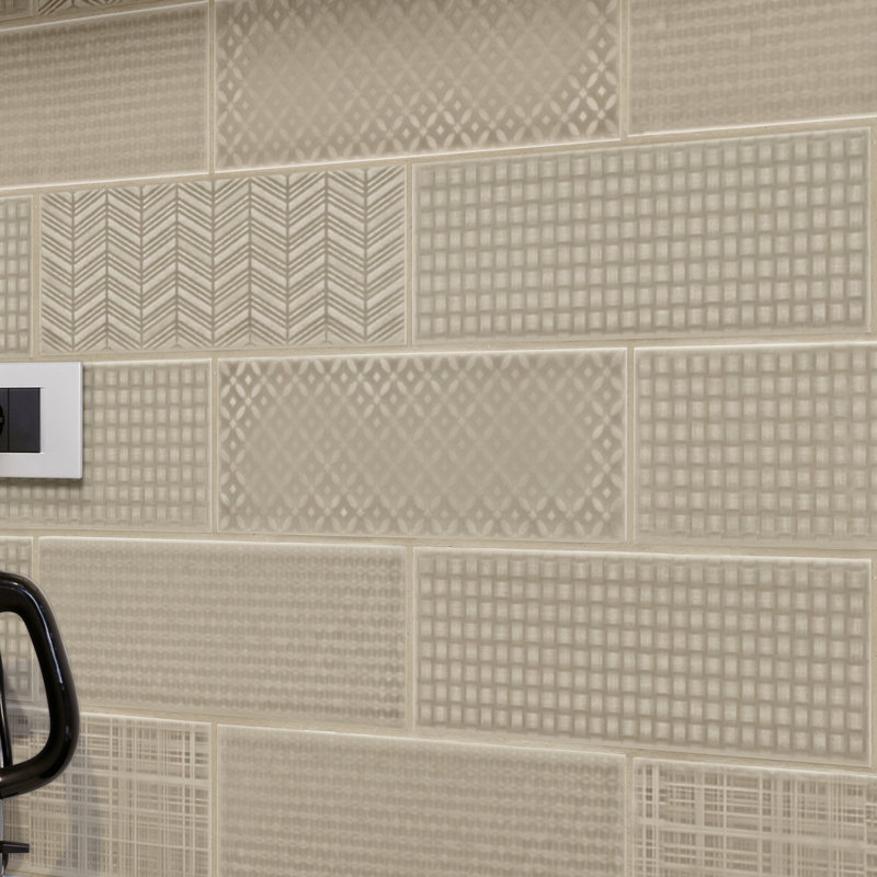 Carrelage mural en céramique brillant 4 po x 12 po Metrola 3D Mix, Savanna Dust