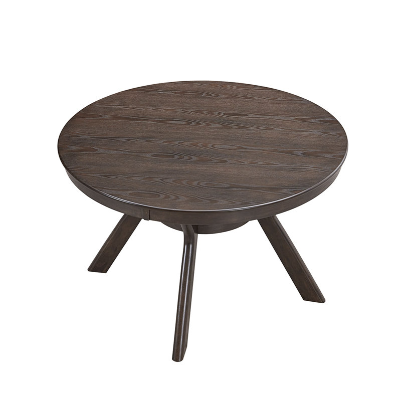 47.24''Round Rubber Wood Dining Table For 4-6 With Wooden Trestle Pedestal Base,Modern Kitchen Wooden Table Dinner Table For Dining Room, Living Room,Brown(1 Table)